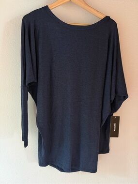 🆕 Korye Dolman Sleeve Wide Neck Tapered Waist Tunic Top, Soft, Navy, Size M